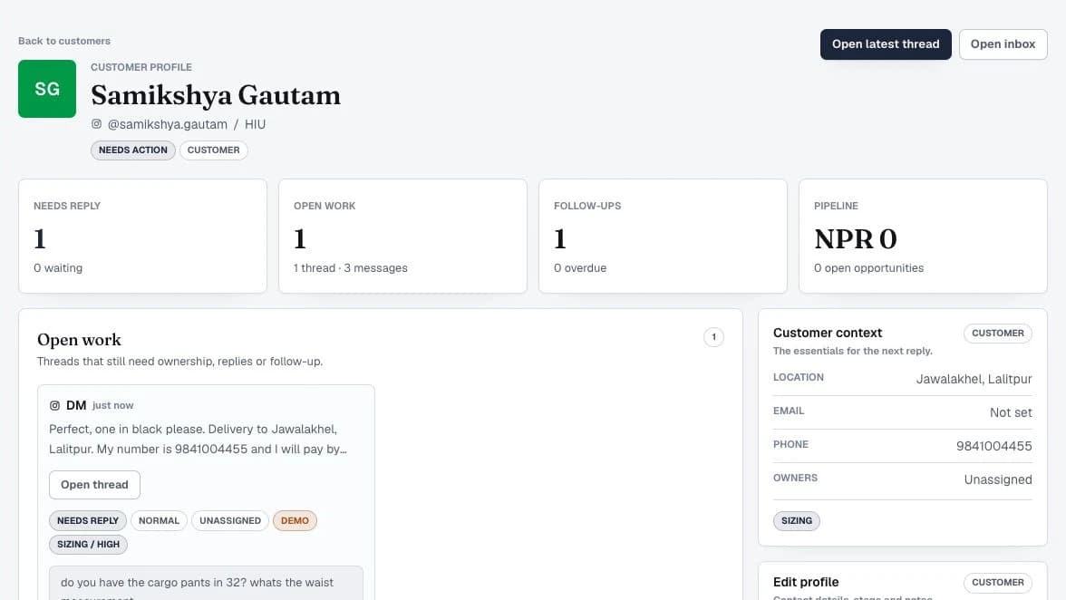 खुला काम र ग्राहक विवरणसहितको समिक्षा गौतमको Jimmaa ग्राहक profile